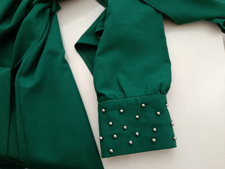 Uzun Kollu, Bol Kesim Yeşil Kadın pantolon üst takım - Görsel 5