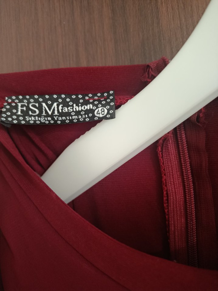 Bordo Uzun Kollu Drapeli Kadın Tulum - Görsel 4