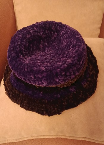 Mor Örgü Kadın Şapka - Görsel 4