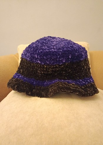 Mor Örgü Kadın Şapka - Görsel 2