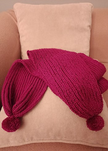 Örgü Bohem Kadın Bere atkı eldiven takım - Görsel 3