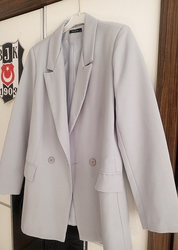 36 Beden gri Renk Düğmeli Gri Kadın Blazer Ceket 36 beden ama 38 olur salaş kesim