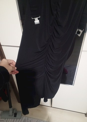 Uzun Siyah Drapeli Gotik Kadın Elbise