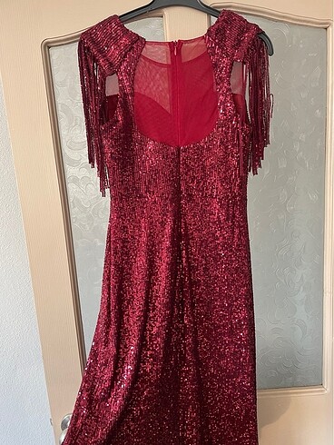 38 Beden bordo Renk Payet elbise