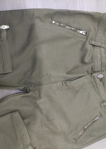 Polo garage Kadın Haki  Fermuarlı Kumaş Pantolon - Görsel 5