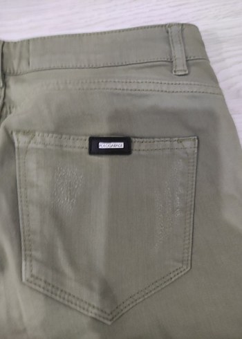 Polo garage Kadın Haki  Fermuarlı Kumaş Pantolon - Görsel 4