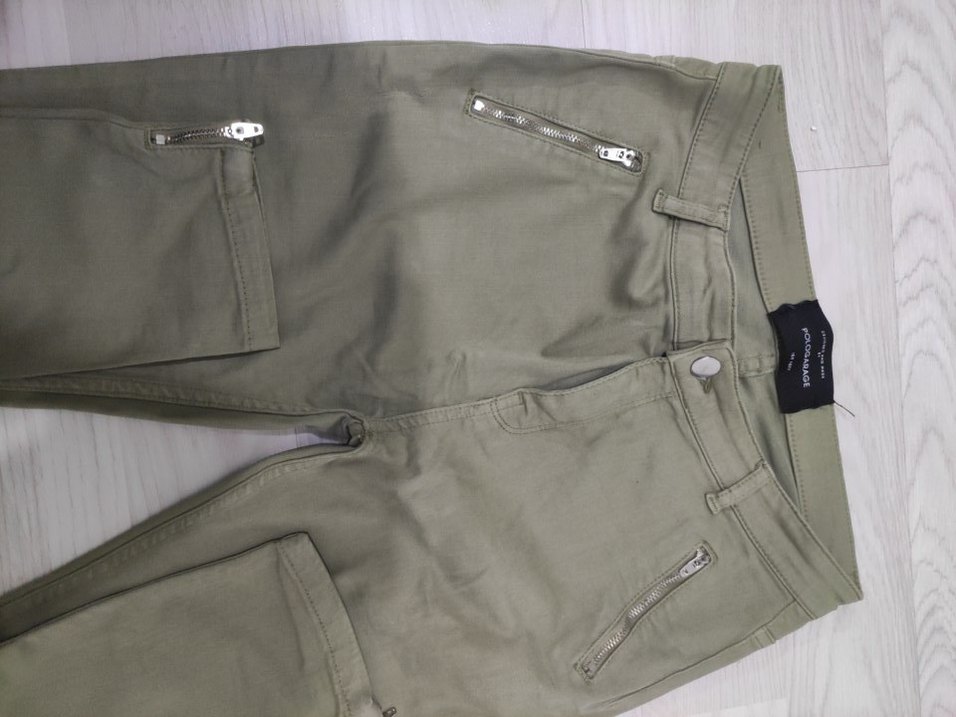 Polo garage Kadın Haki  Fermuarlı Kumaş Pantolon - Görsel 5