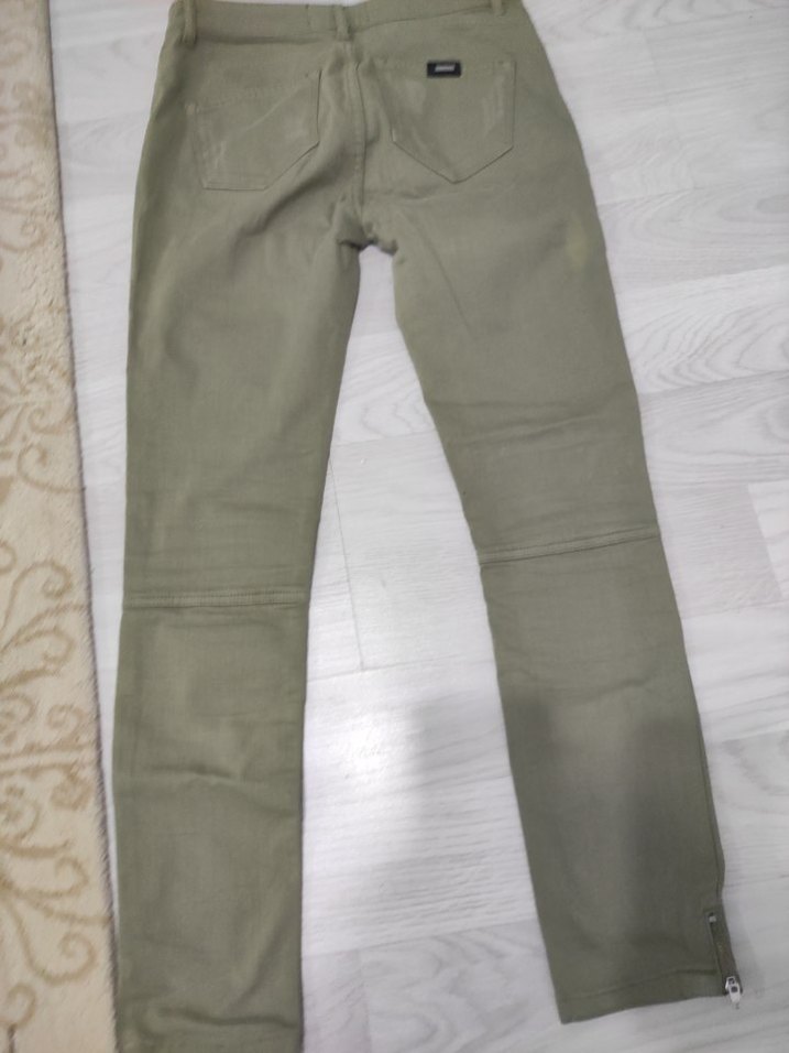 Polo garage Kadın Haki  Fermuarlı Kumaş Pantolon - Görsel 2