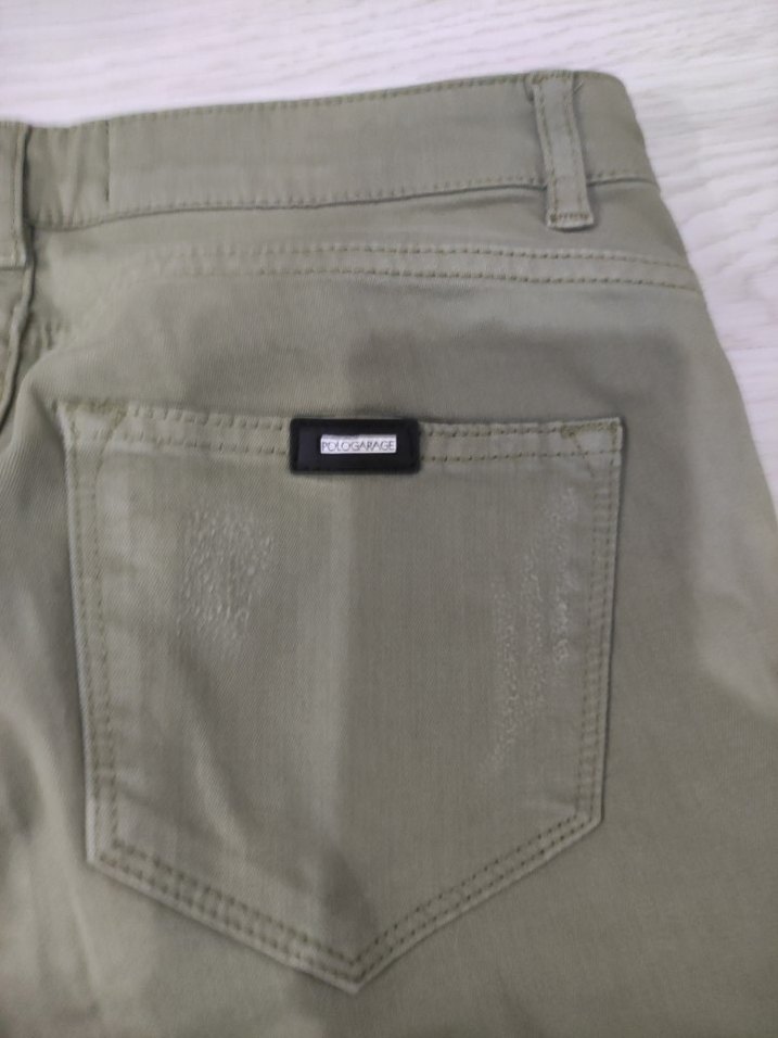 Polo garage Kadın Haki  Fermuarlı Kumaş Pantolon - Görsel 4