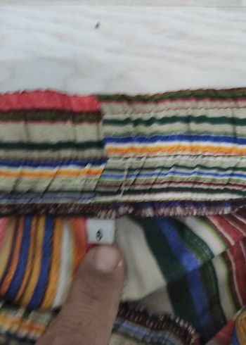 Renkli Çizgili Bol Kesim Kadın Kumaş Pantolon - Görsel 2