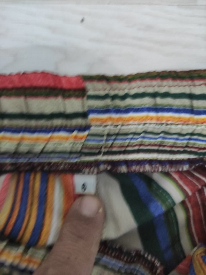 Renkli Çizgili Bol Kesim Kadın Kumaş Pantolon - Görsel 2