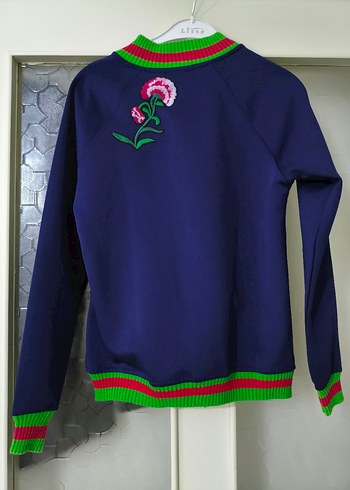 GUCCİ Nakışlı, Fermuarlı Mavi Kadın Ceket - Görsel 2