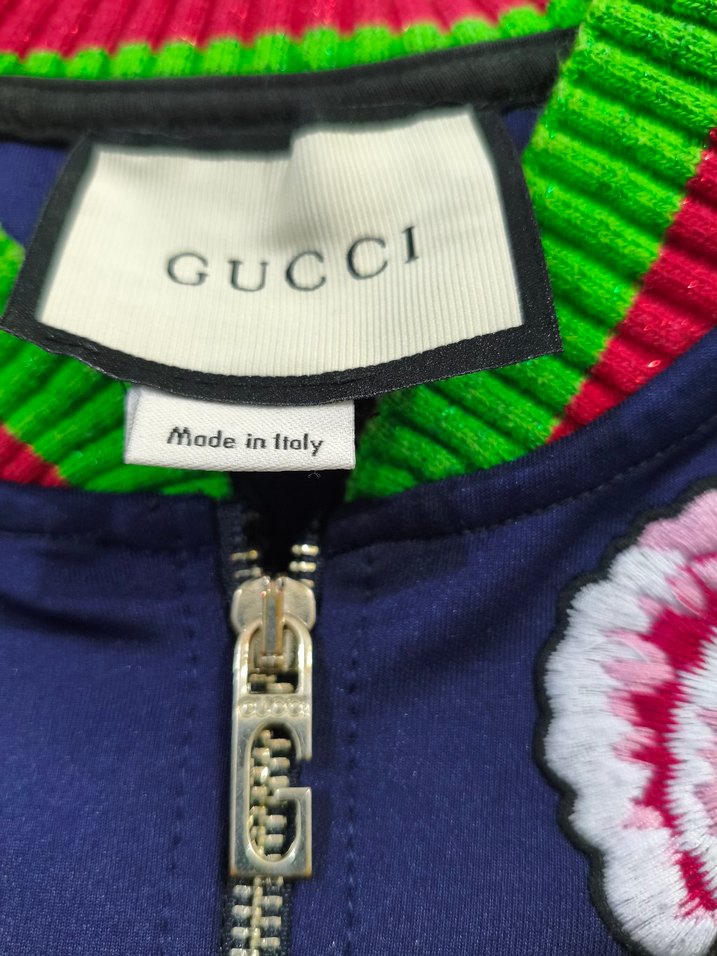 GUCCİ Nakışlı, Fermuarlı Mavi Kadın Ceket - Görsel 3