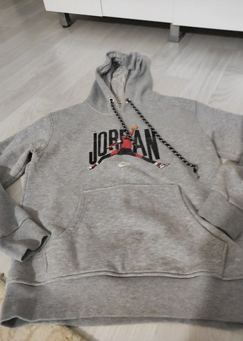 Gri Jordan Baskılı Erkek kapşonlu Sweatshirt - Görsel 2