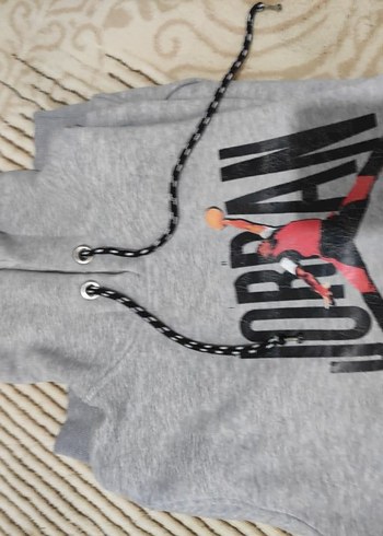 Gri Jordan Baskılı Erkek kapşonlu Sweatshirt - Görsel 4