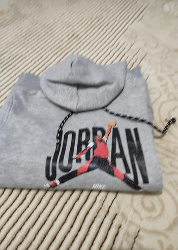 Gri Jordan Baskılı Erkek kapşonlu Sweatshirt - Görsel 3