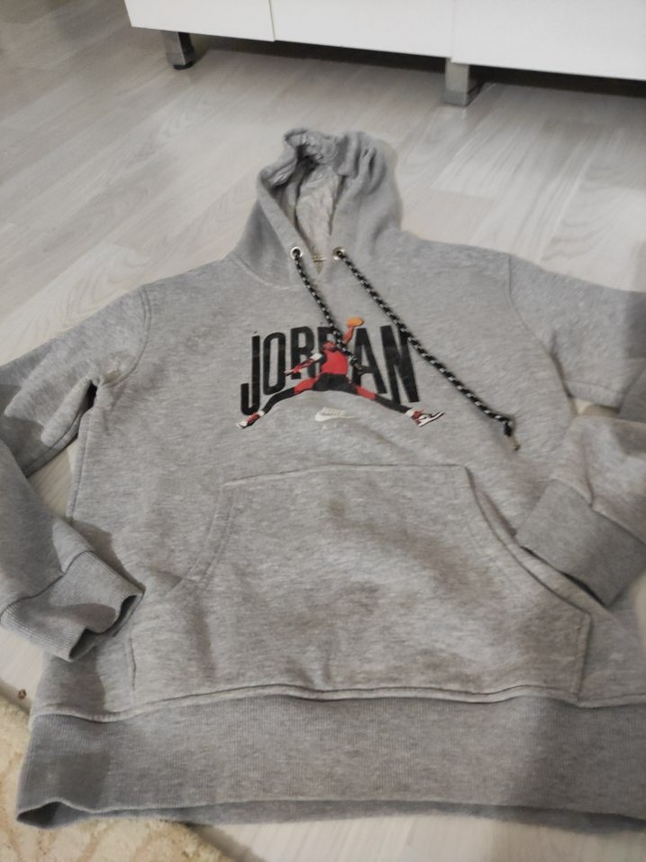 Gri Jordan Baskılı Erkek kapşonlu Sweatshirt - Görsel 2
