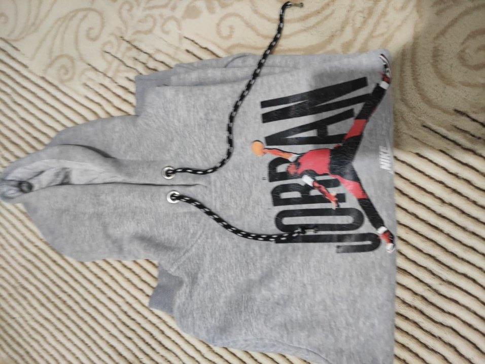 Gri Jordan Baskılı Erkek kapşonlu Sweatshirt - Görsel 4