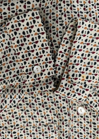 orijinal Mango marka Bej Düğmeli Uzun Kollu Kadın Gömlek - Görsel 7