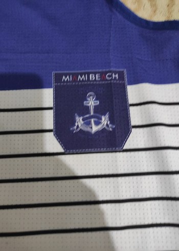 Miami Beach Erkek Lacivert Çizgili Kolsuz Tişört - Görsel 2