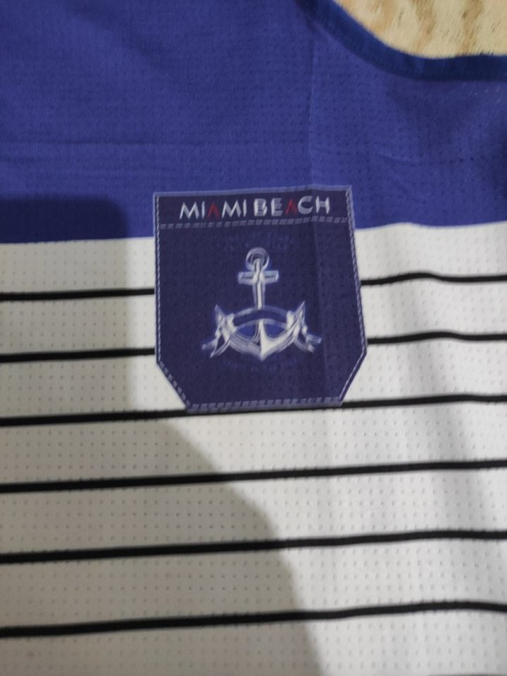 Miami Beach Erkek Lacivert Çizgili Kolsuz Tişört - Görsel 2