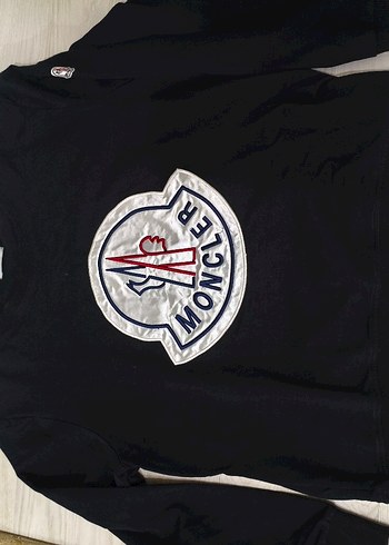 Siyah baskılı Moncler erkek sweatshirt - Görsel 2