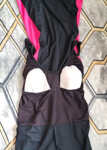 44 Beden pembe Renk Pembe Siyah Drapeli Spor Kadın Mayo
