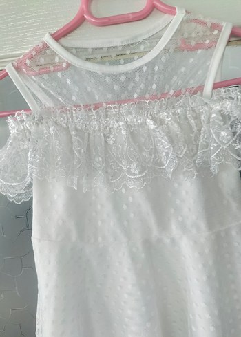 Beyaz Dantel Detaylı Kız Abiye Gelinlik