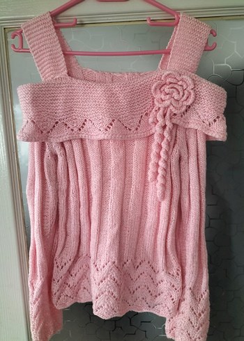 Kız Çocuk Pembe Örgü Kolsuz Bohem Üst