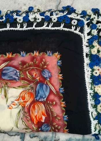 Armine Dantel Detaylı Çok Renkli Bohem Kadın Fular