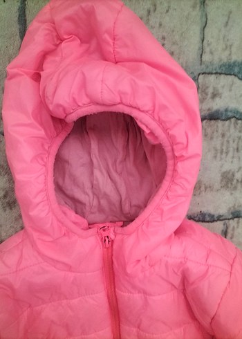 7 Yaş Beden pembe Renk Kız Çocuk Kapüşonlu Pembe Mont