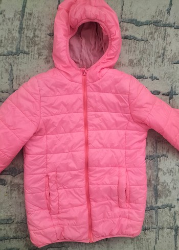 Kız Çocuk Kapüşonlu Pembe Mont