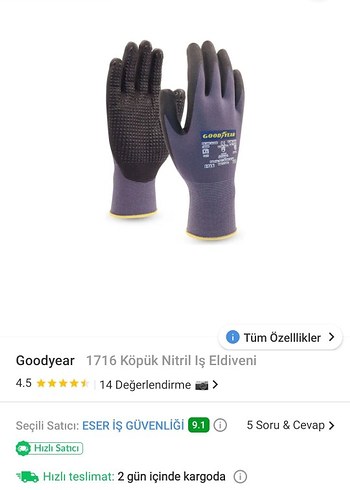 Beden Goodyear Gri Erkek Eldiveni