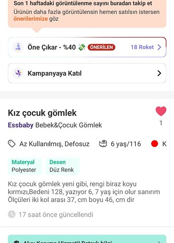 Kız çocuk gömlek - Görsel 6