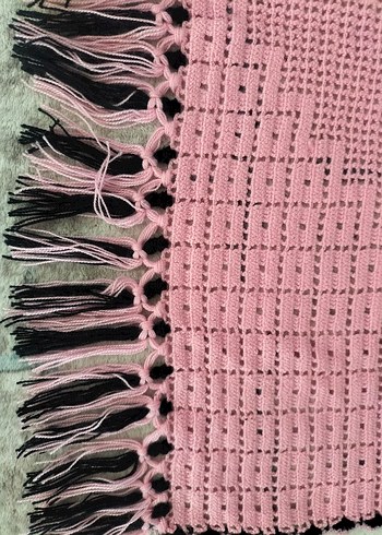 Püsküllü Dantel Detaylı yün peçete - Görsel 3