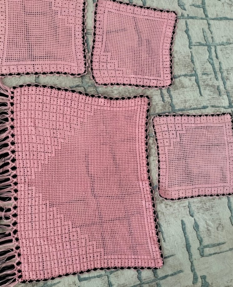 Püsküllü Dantel Detaylı yün peçete - Görsel 4