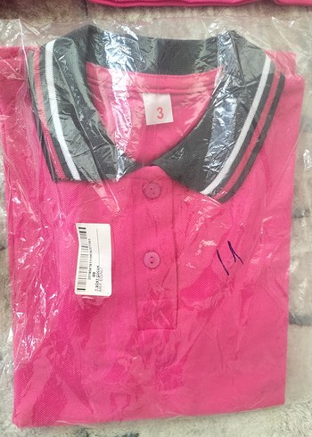 Pembe gri yaka Okul tişörtu - Görsel 3