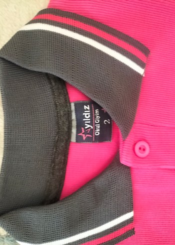 Pembe gri yaka Okul tişörtu - Görsel 6