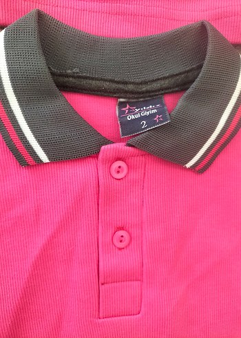 Pembe gri yaka Okul tişörtu - Görsel 5