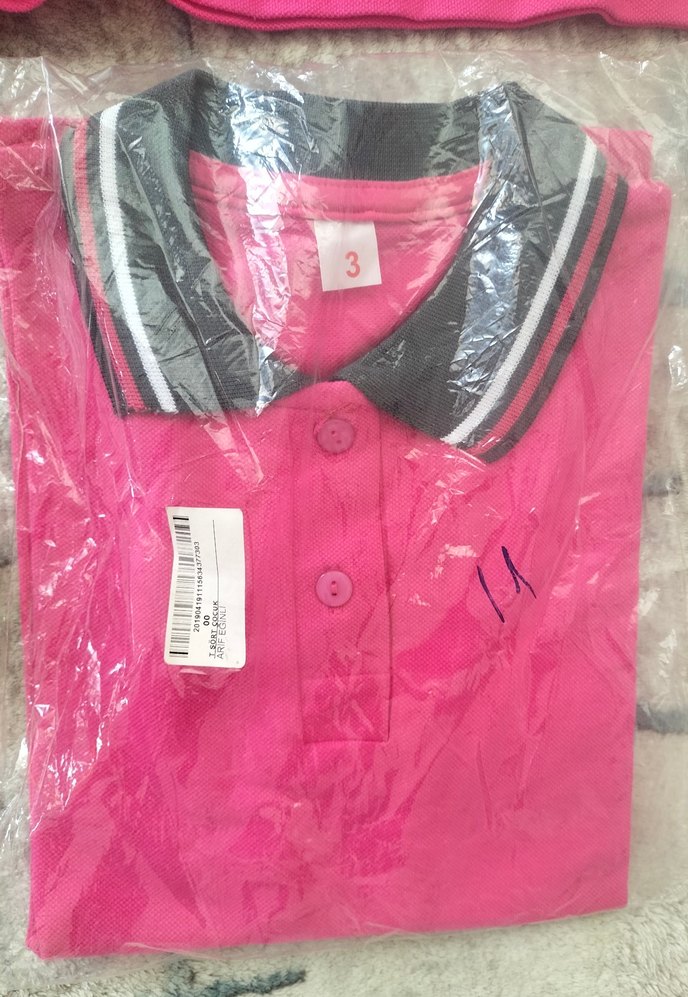 Pembe gri yaka Okul tişörtu - Görsel 3