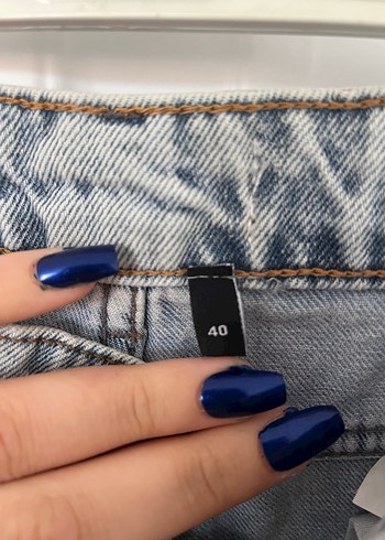40 Beden mavi Renk Mavi Salaş Kadın uzun Boy Denim Pantolon