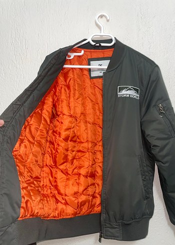 Yeşil Fermuarlı ERKEK Bomber Ceket DEFACTO - Görsel 3