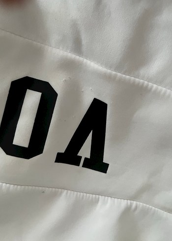 V yaka beyaz kadın sweatshirt - Görsel 4