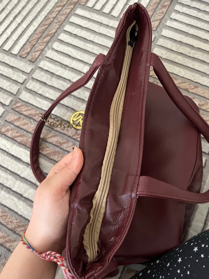 Püsküllü Bordo Deri Kadın Çanta - Görsel 2