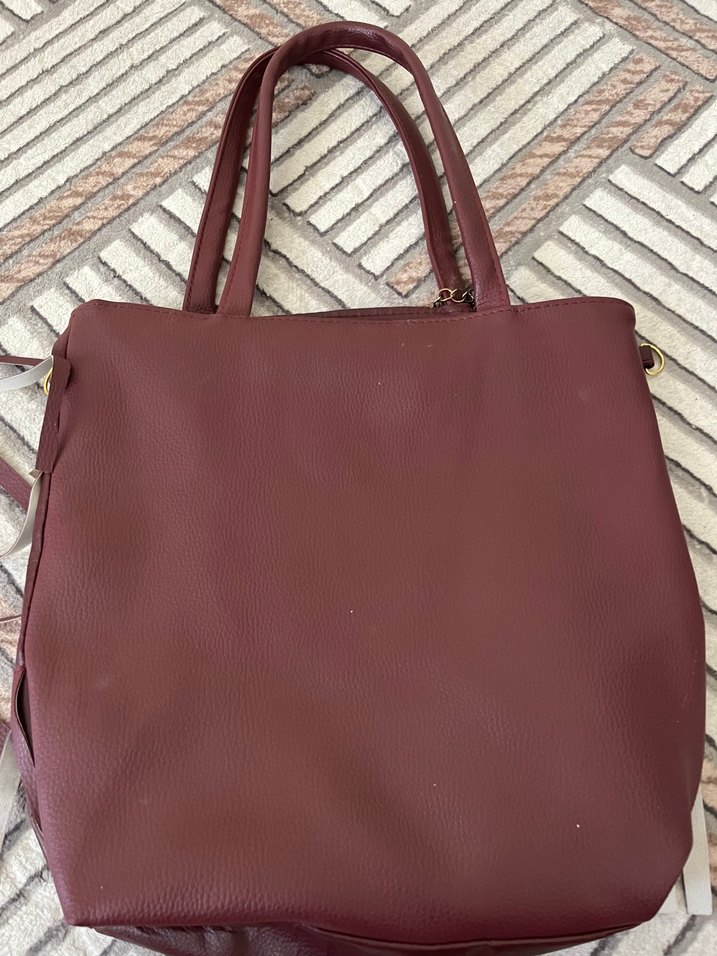 Püsküllü Bordo Deri Kadın Çanta - Görsel 4