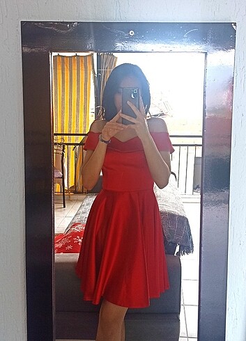 Saten Kırmızı Abiye  - Görsel 2