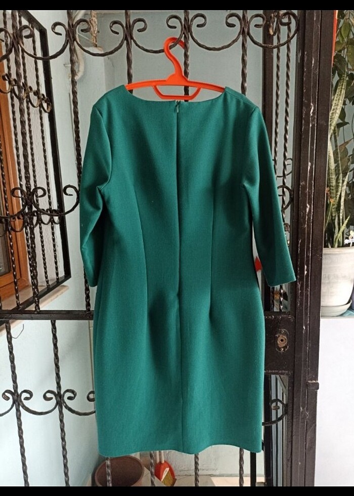 Yeşil Dizaltı Elbise Gizli Fermuar - Görsel 2