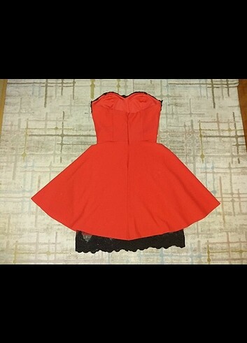 STRAPLEZ KIRMIZI MİNİ ELBİSE - Görsel 6