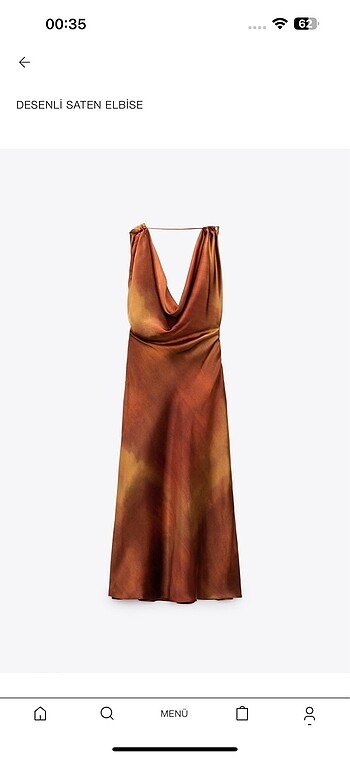 Zara saten elbise