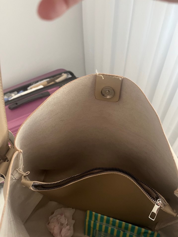 Bej Deri Minimalist Kadın Çanta - Görsel 3